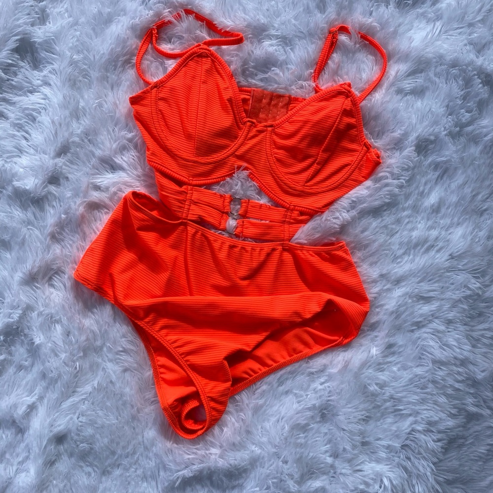 Vibrant Orange Cutout bodysuit (one piece)